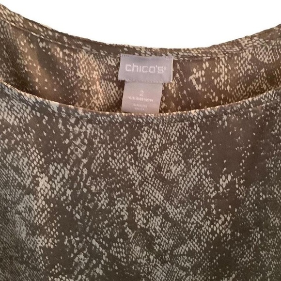 Chico's chiffon snake‎ skin print V neck 2 in 1 tunic - Picture 7 of 8